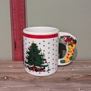 Vintage Christmas Mug GWT Christmas Tree Coffee Stoneware 12 oz Stocking Handle